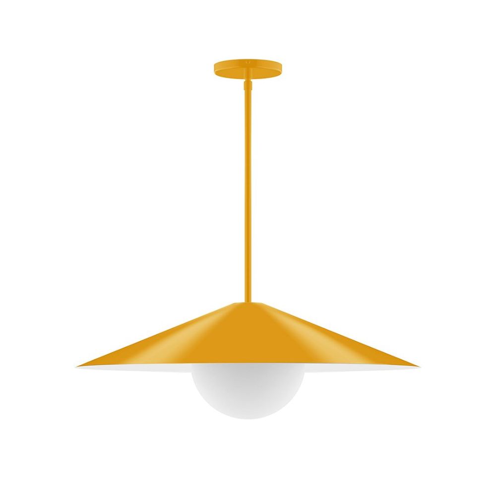 Montclair Lightworks STG429-G15-21 24" Axis Shallow Cone Stem Hung Pendant Bright Yellow Finish
